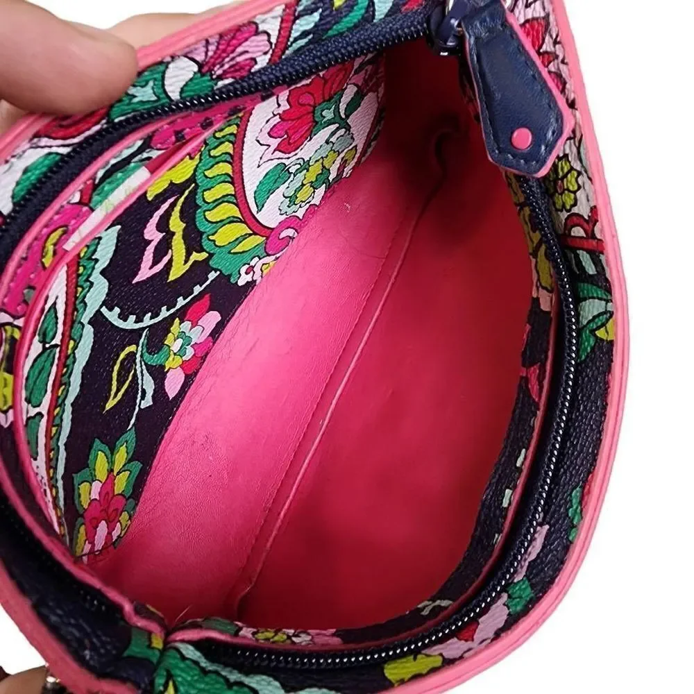 Vera Bradley- Classic Wristlet Top Zip Vinyl in Petal Paisley Blue Magenta